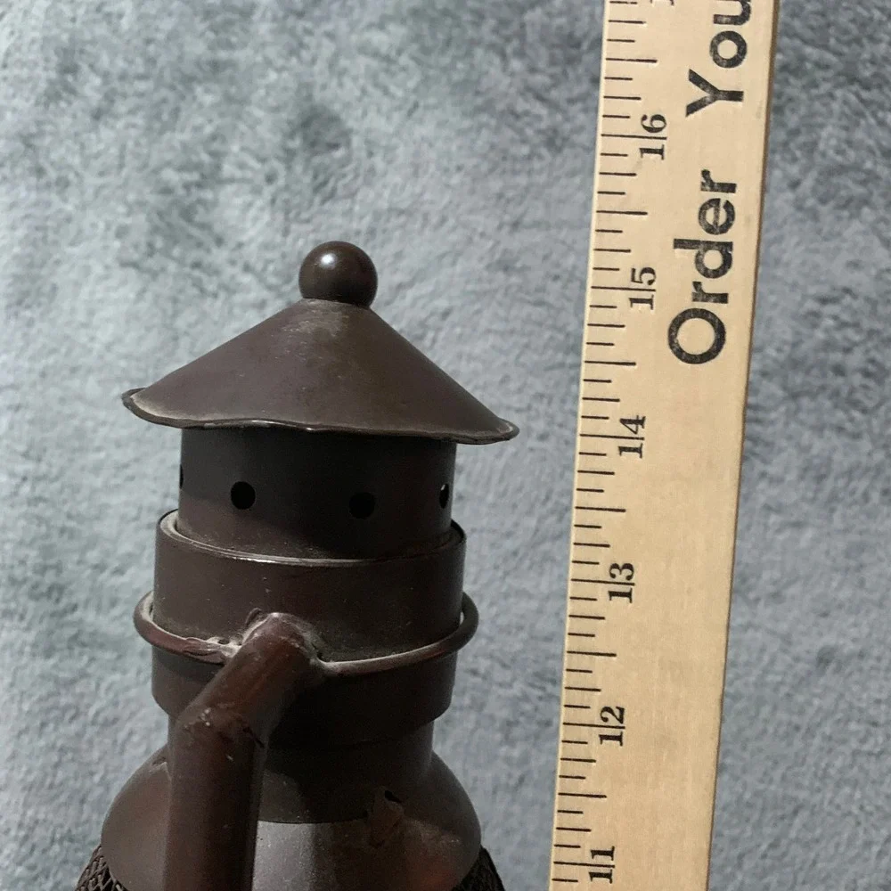 Rustic Brown Metal Horse Silhouette Mesh Hurricane Lantern Western Decor Flaw